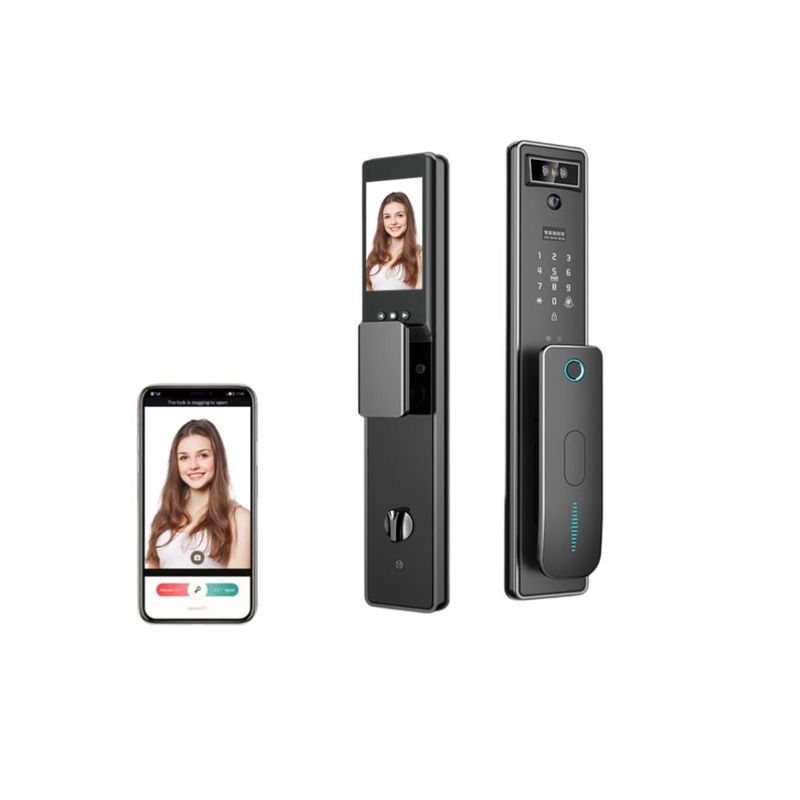 GENERICO - CERRADURA SMART CON APERTURA DE HUELLA y CÁMARA COLOR GRIS