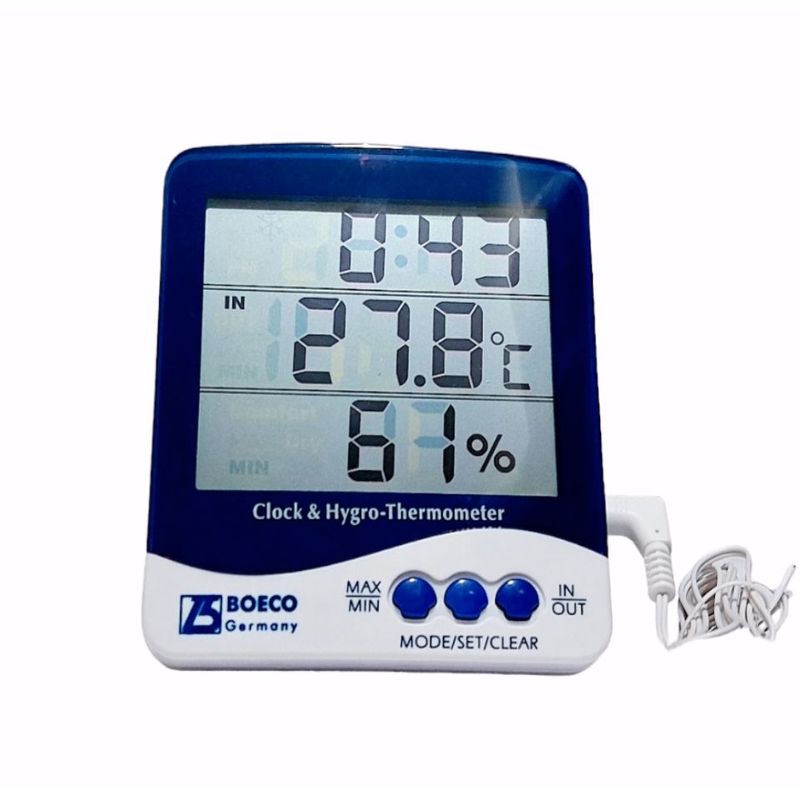 GENERICO - Termohigrómetro BOECO Lcd reloj temperatura humedad
