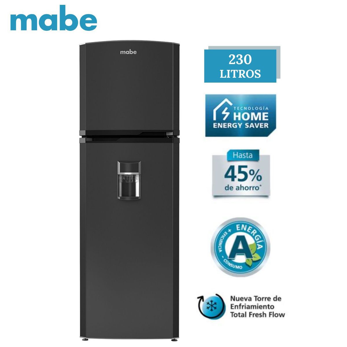 MABE - Refrigeradora Mabe 230 Litros No Frost Grafito RMA230PJPG_.