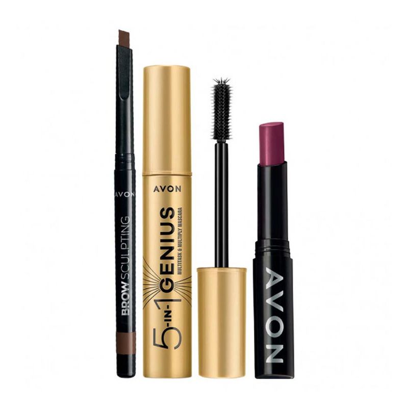 AVON - Máscara Pestañas 5 En 1 Lash Genius con Labial y Delineador de Ceja