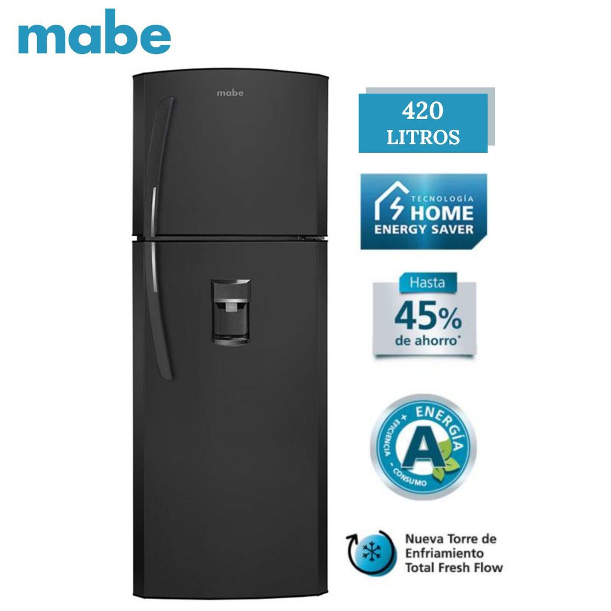 MABE - Refrigeradora Mabe 420 Litros Top Freezer Grafito RMP420FLPG1_.
