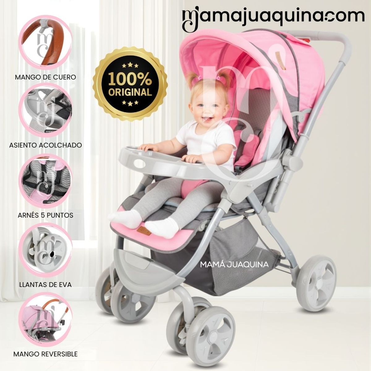 BABY HAPPY - Coche Cuna de Lujo «ELITE II» Edición Limitada Pink