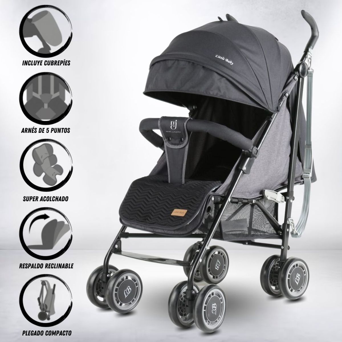 LITTLE - Coche Bastón Deportivo «POLONIA» Black