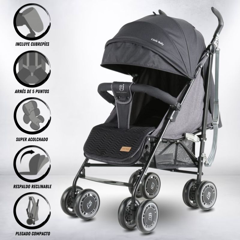 LITTLE - Coche Bastón Deportivo «POLONIA» Black