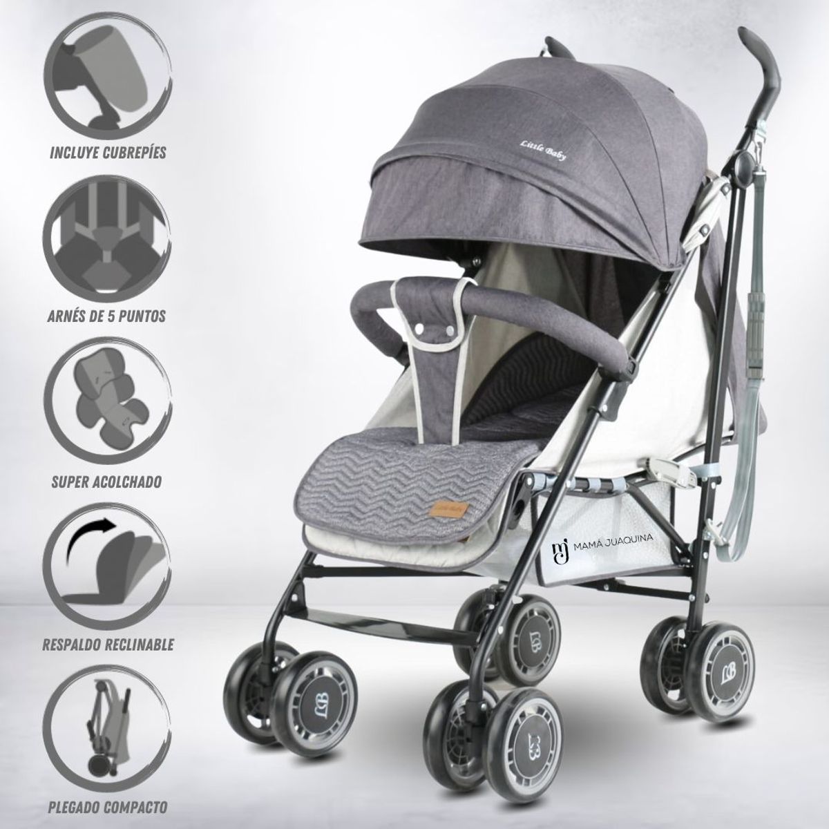 LITTLE - Coche Bastón Deportivo «POLONIA» Gray