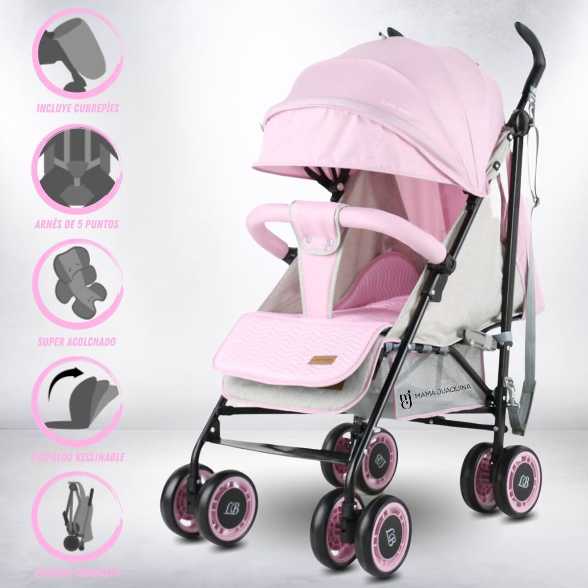 LITTLE - Coche Bastón Deportivo «POLONIA» Pink