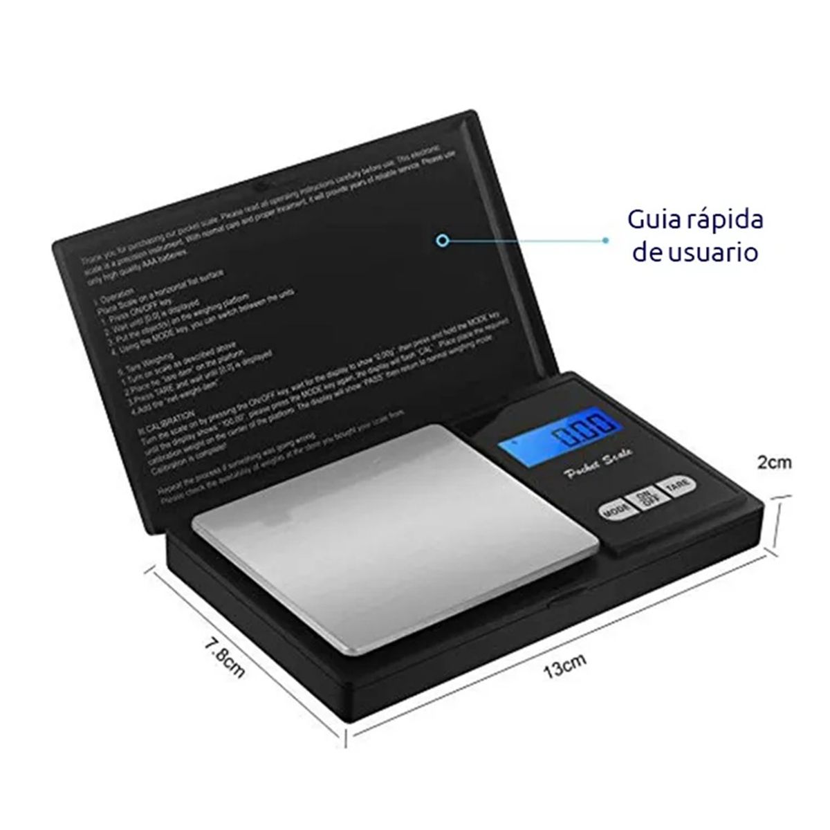 JPSYSTEMS - Balanza de bolsillo digital 500g para joyeria gramos kilates 2 decimales JS-13