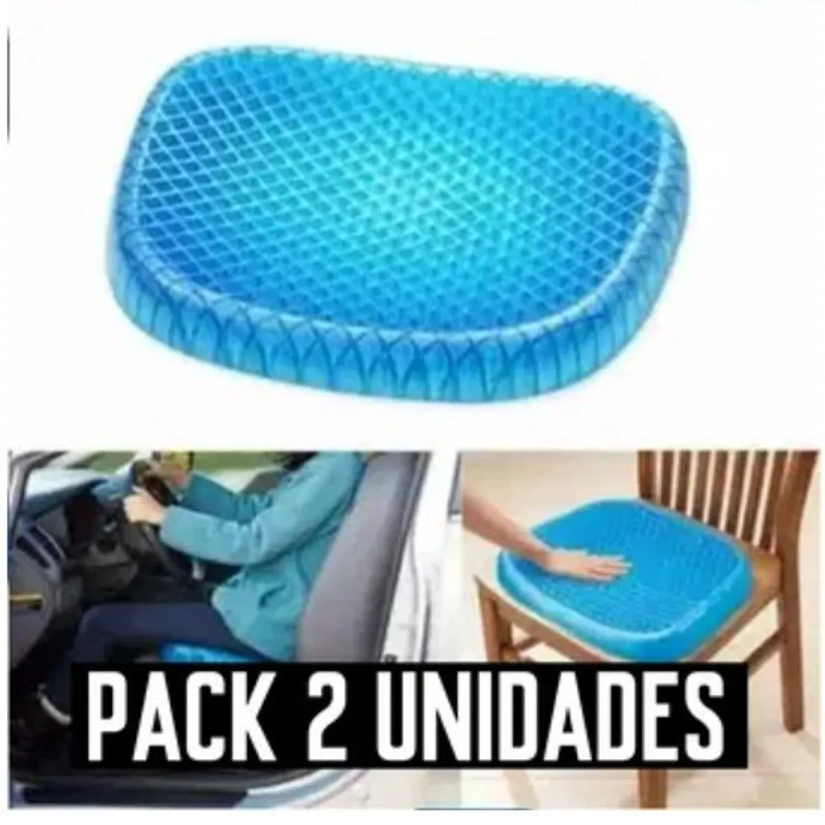 GENERICO - Pack x 02 Asientos cojín flexible gel para sillas auto oficina