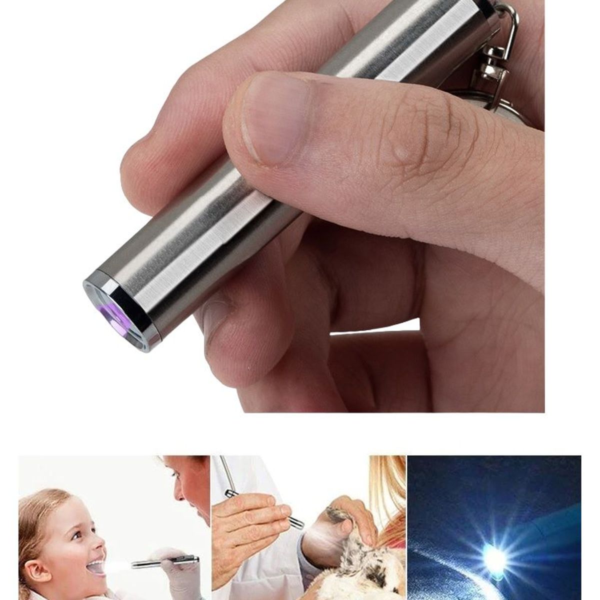 GENERICO - Linterna para diagnostico medico de metal LED  pilas AA.