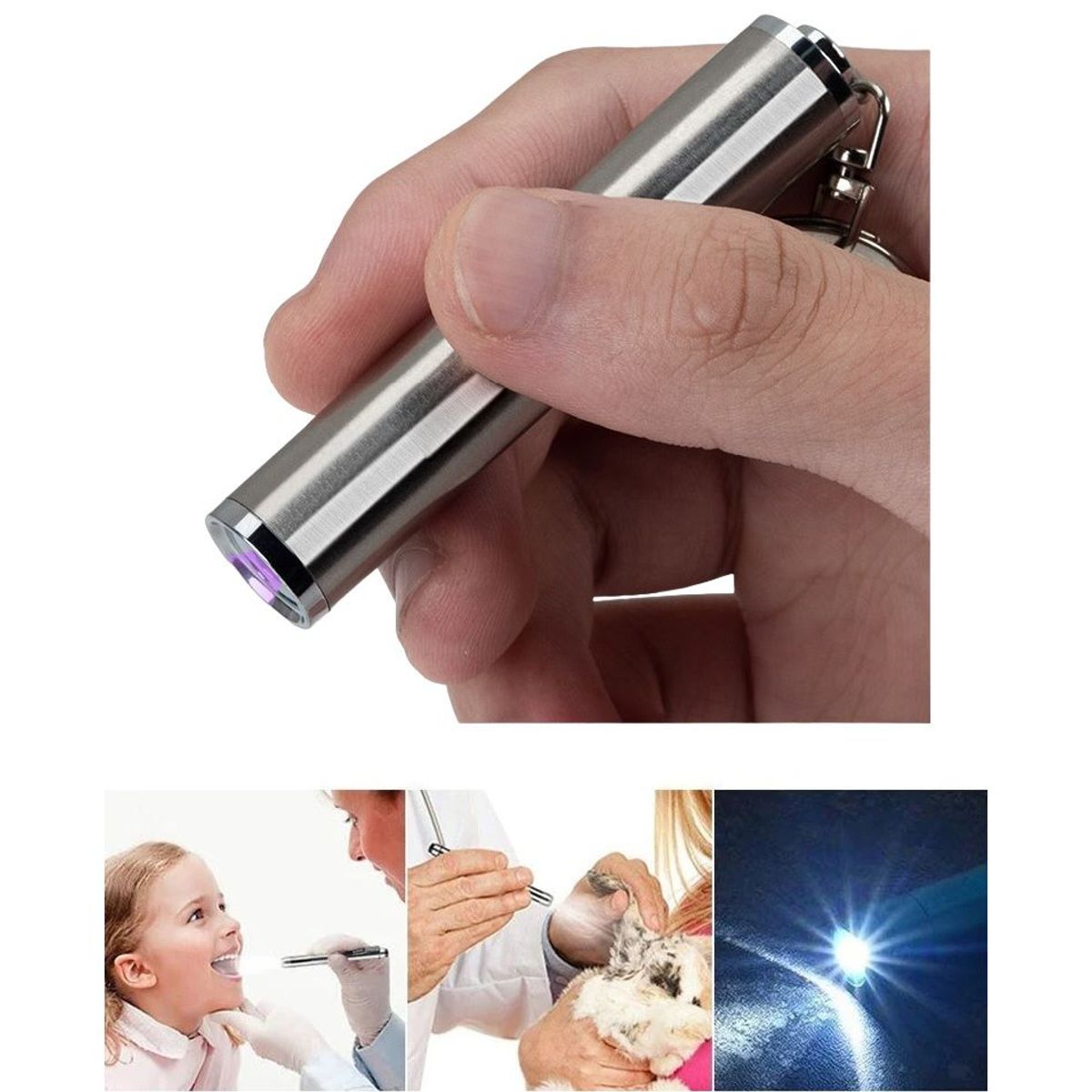 GENERICO - Linterna para diagnostico medico de metal LED  pilas AA.