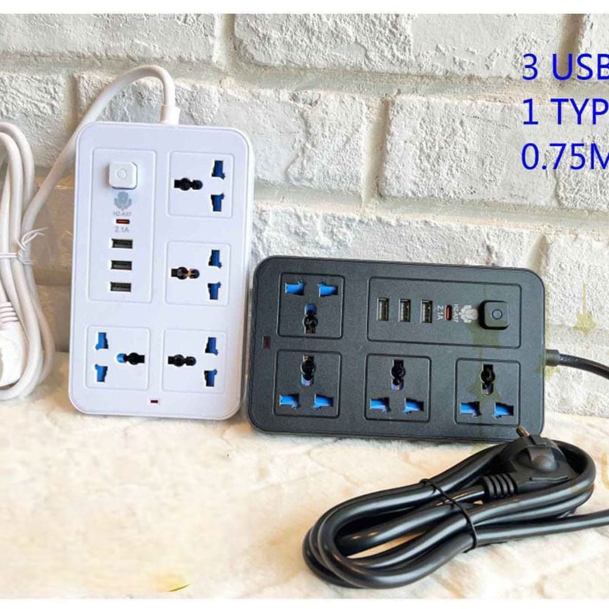 GENERICO - Enchufe Tomacorriente Múltiple 4 Tomas + 3 Puertos USB + 1 Type C