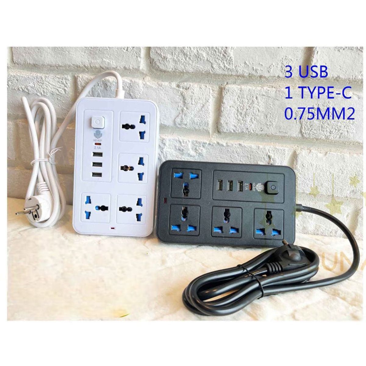 GENERICO - Enchufe Tomacorriente Múltiple 4 Tomas + 3 Puertos USB + 1 Type C