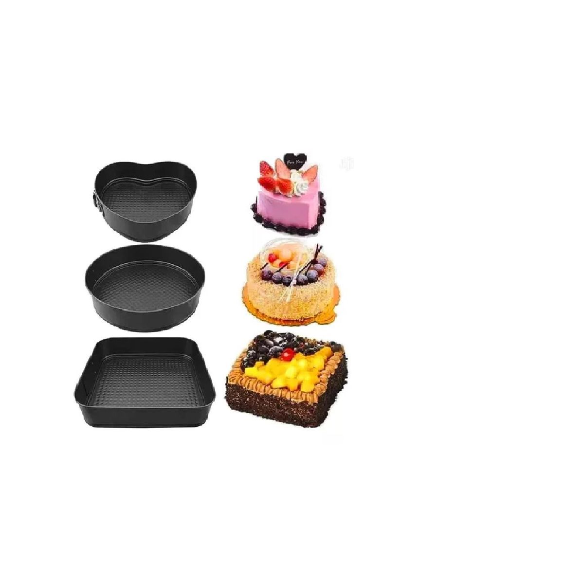 GENERICO - Molde Para  Keke 3 formas Desmontables Antihaderentes