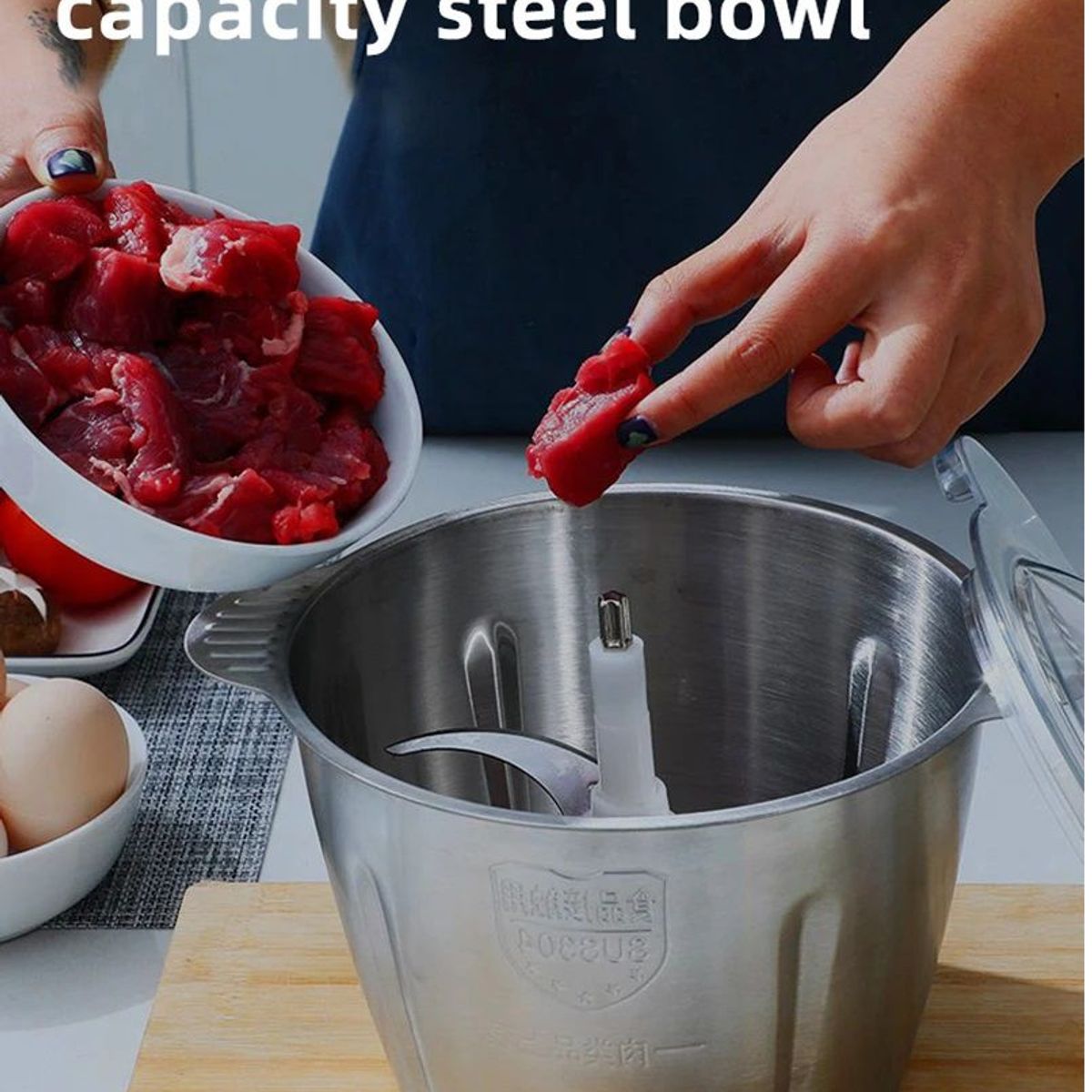 OEM - Picadora De Alimentos Acero Inoxidable 2L