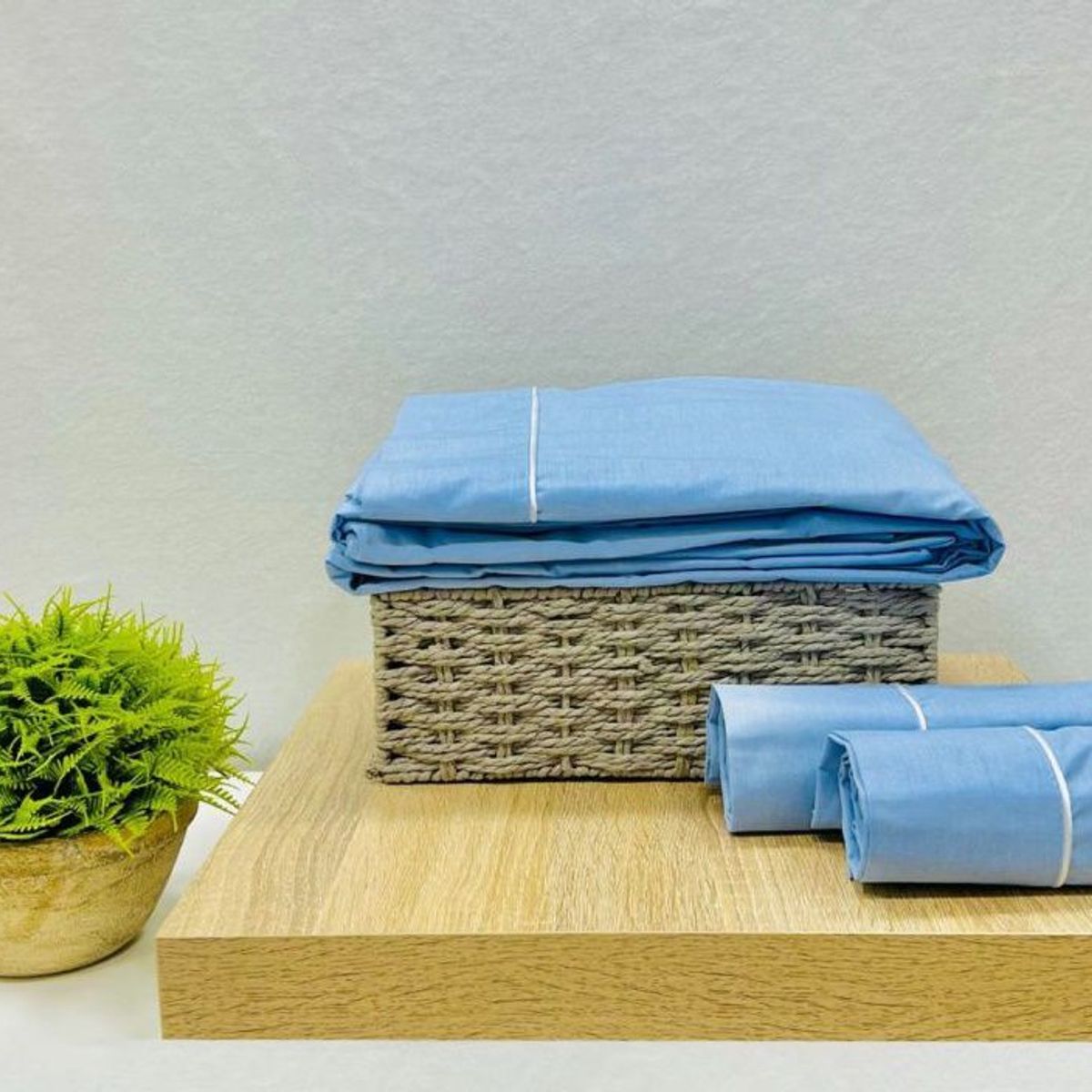 GENERICO - Sabanas Hoteleras Tamaño 1 PLAZA - Algodón 200 hilos - celeste placido