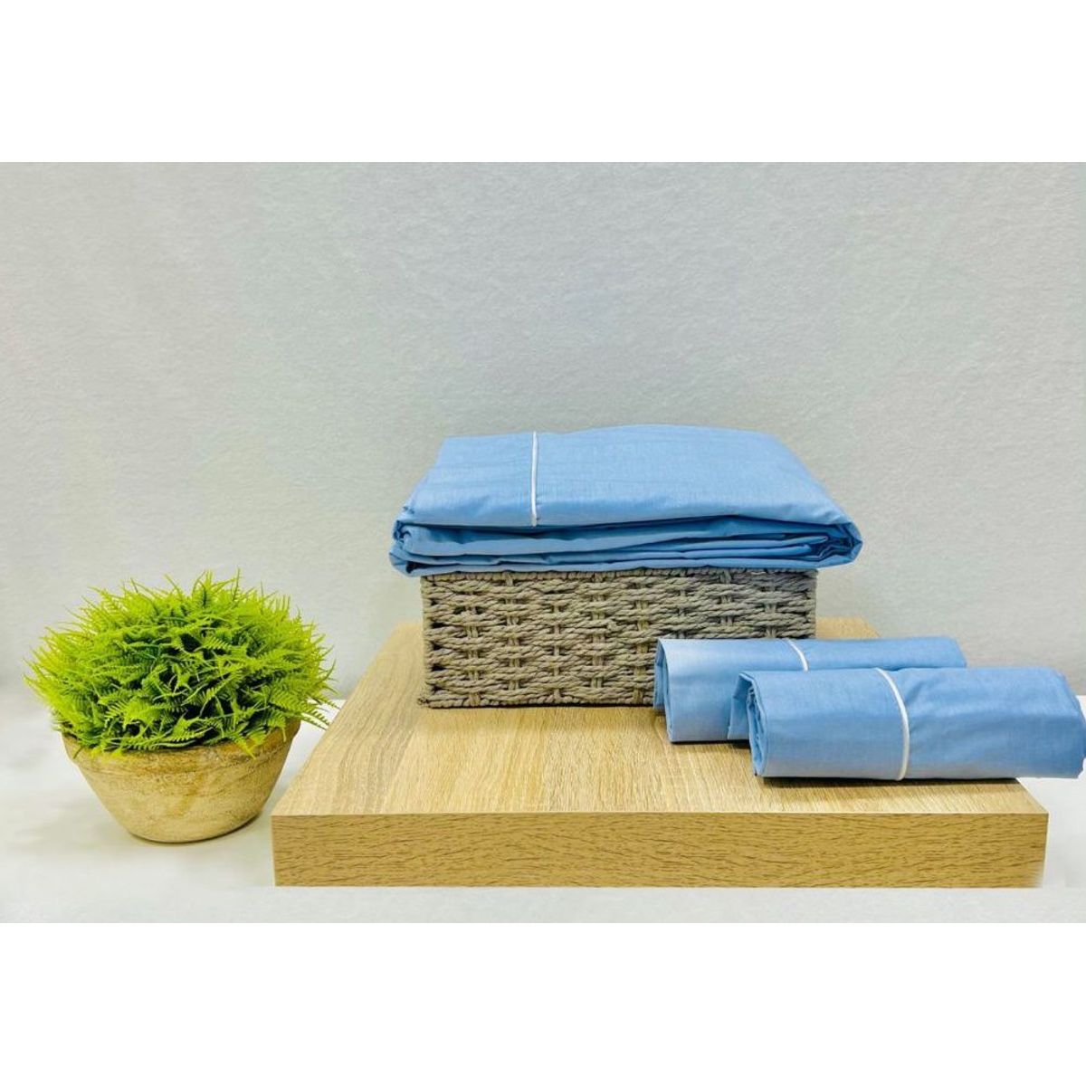 GENERICO - Sabanas Hoteleras Tamaño 1 PLAZA - Algodón 200 hilos - celeste placido