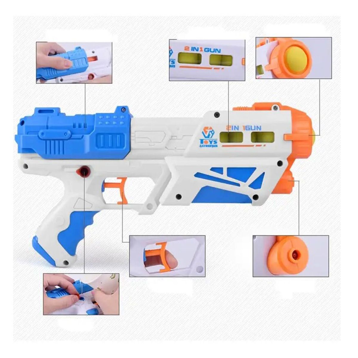 GENERICO - Pistola de agua 2 en 1 + Lanza pelotas