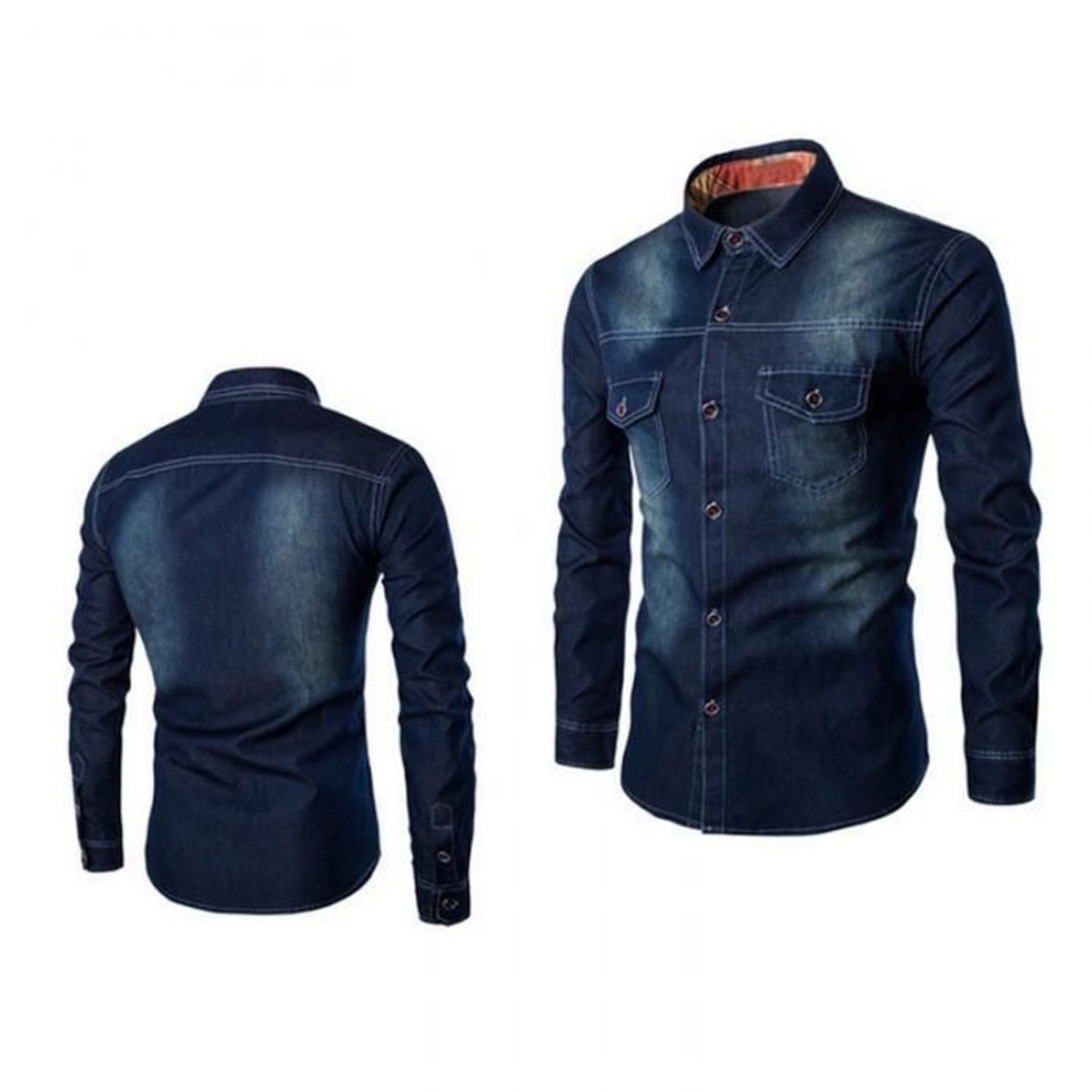 VATYERTY - Camisa de jean para hombre - Azul