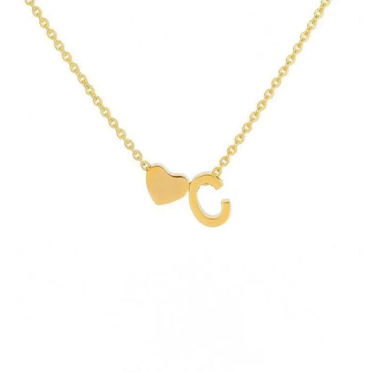GENERICO - Collar Inicial con corazón letra C