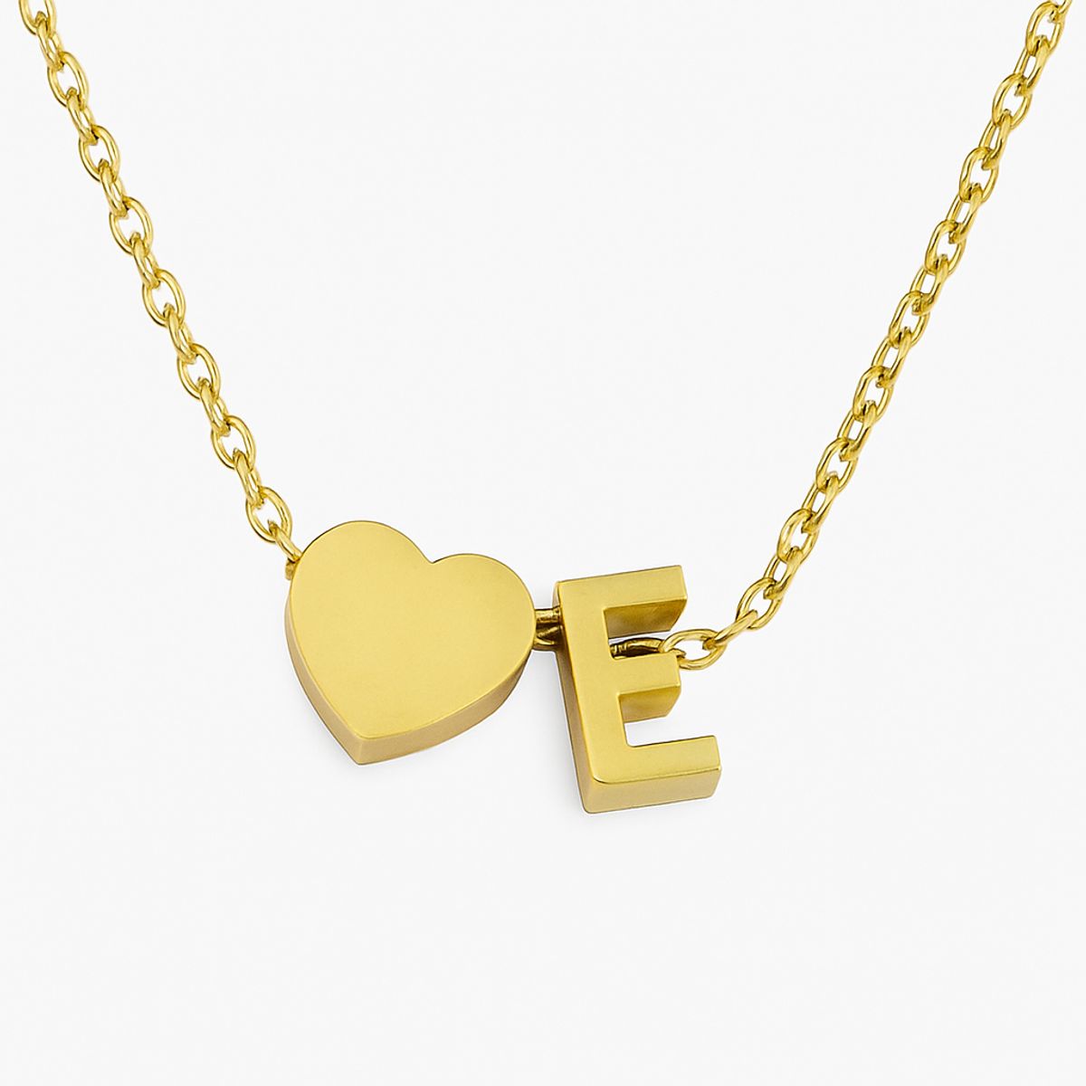 GENERICO - Collar Inicial con corazón letra E