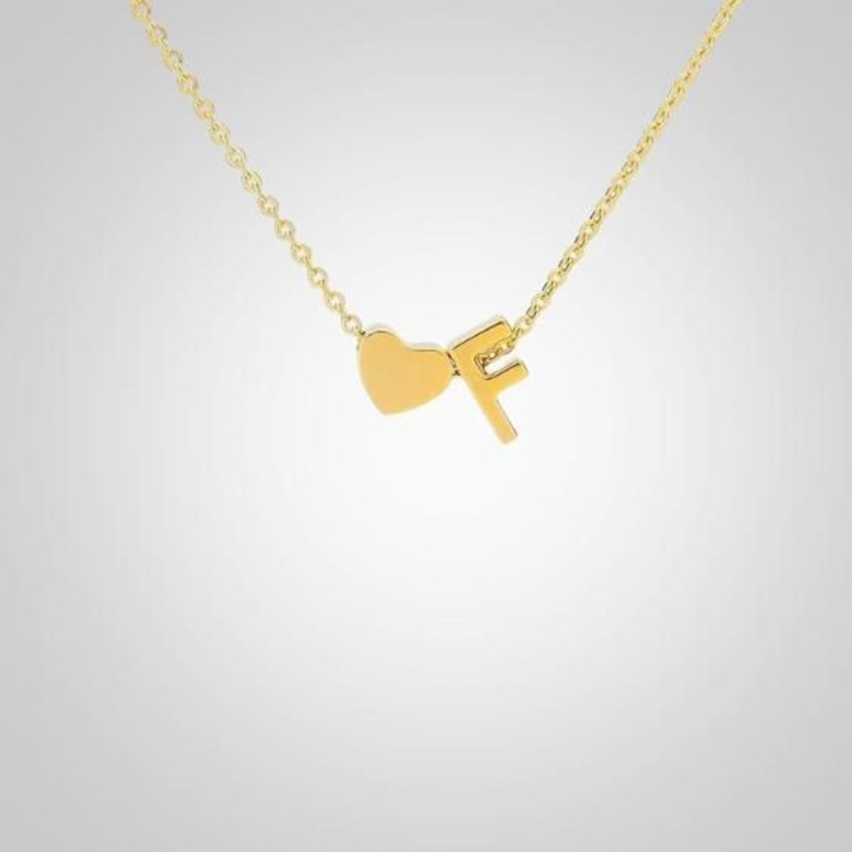 GENERICO - Collar Inicial con corazón letra F