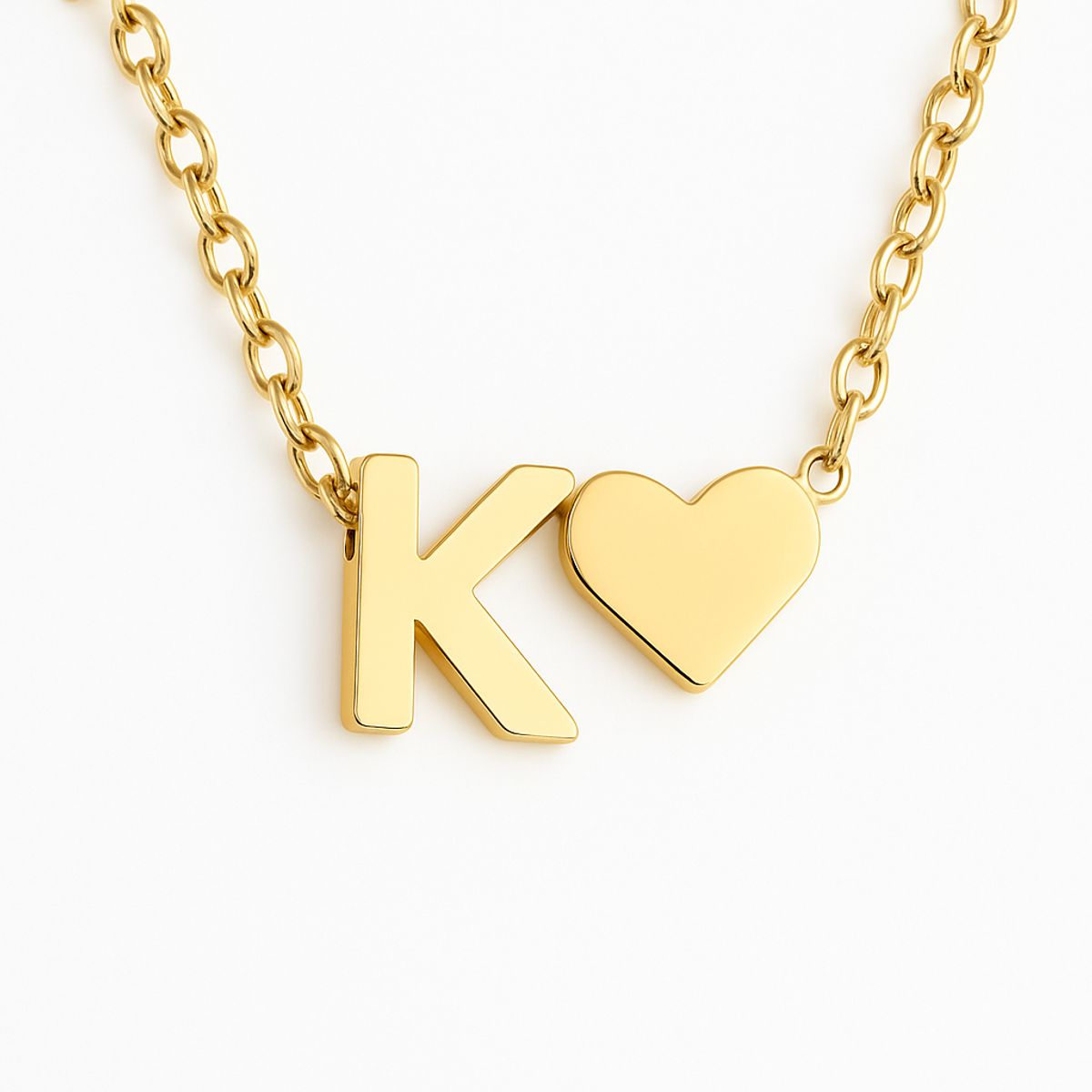 GENERICO - Collar Inicial K con Corazón Dorado Mujer Acero Inoxidable