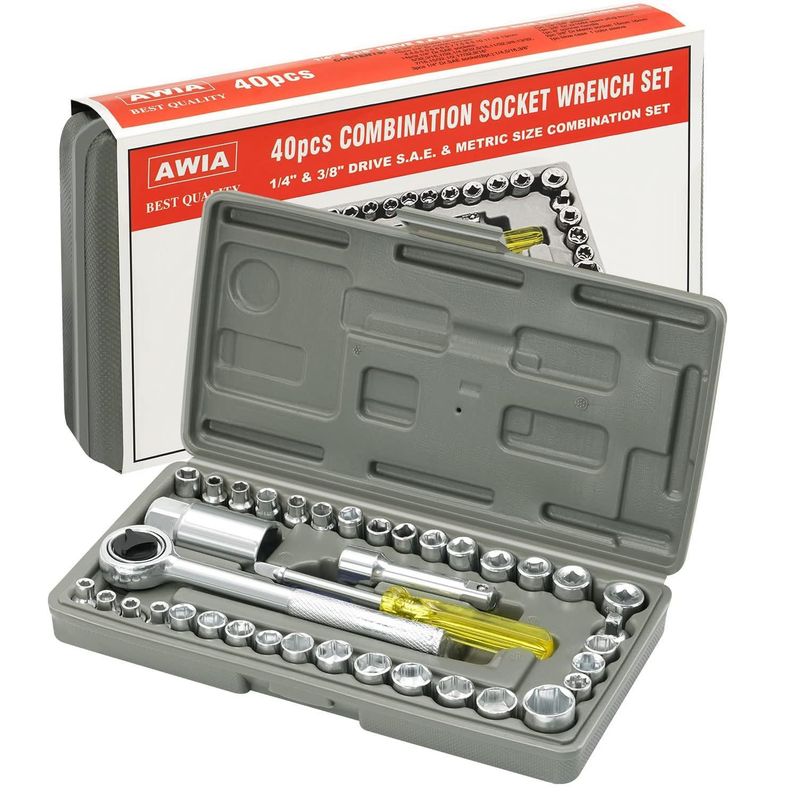 OEM - Juego Llaves Dados 40 Piezas de Tubo Caja de Herramientas Inoxidable