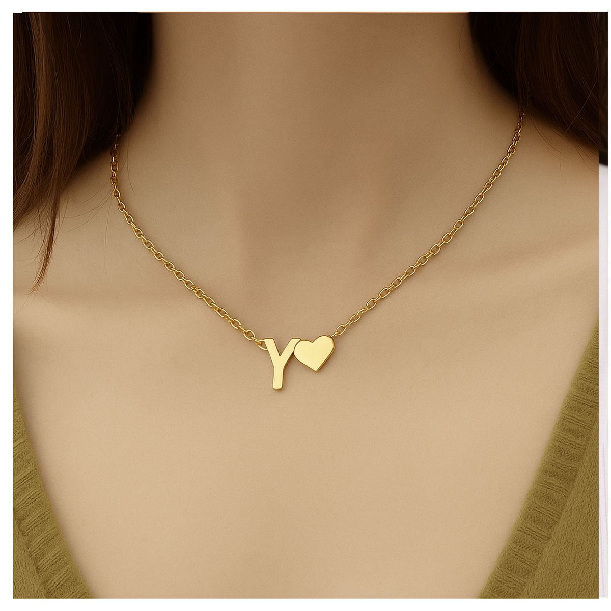 GENERICO - Collar Inicial con corazón letra Y