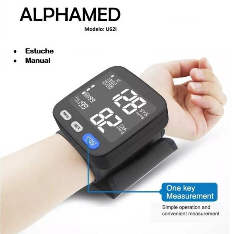 GENERICO - TENSIOMETRO MUÑECA NEGRO MARCA ALPHAMED