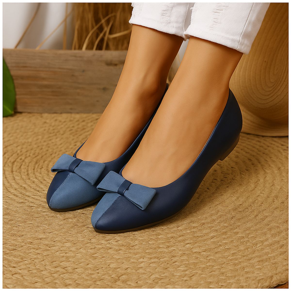 GENERICO - Balerinas Mujer Misshus Marie azul - acero c lazo