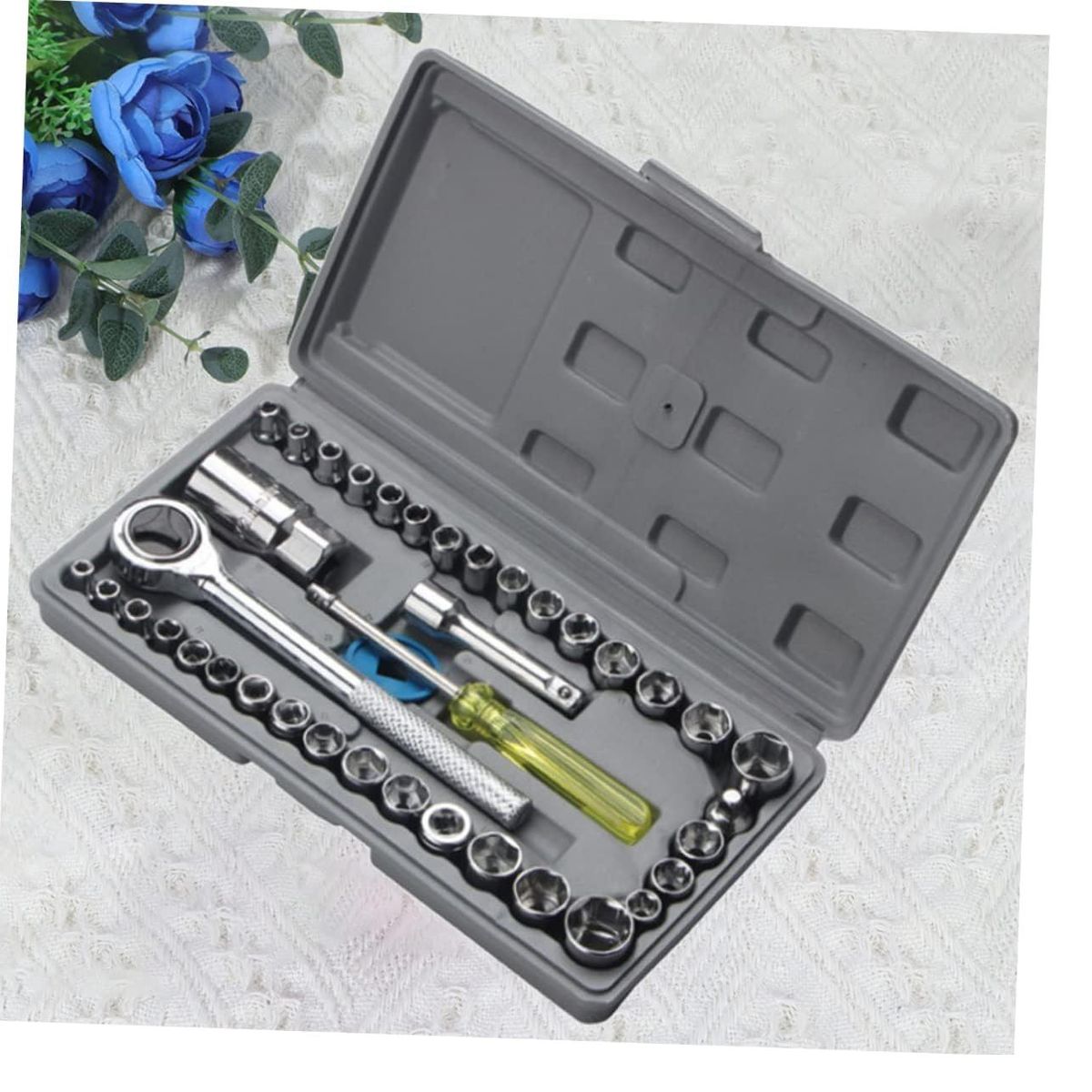 OEM - Juego Llaves Dados 40 Piezas de Tubo Caja de Herramientas Inoxidable