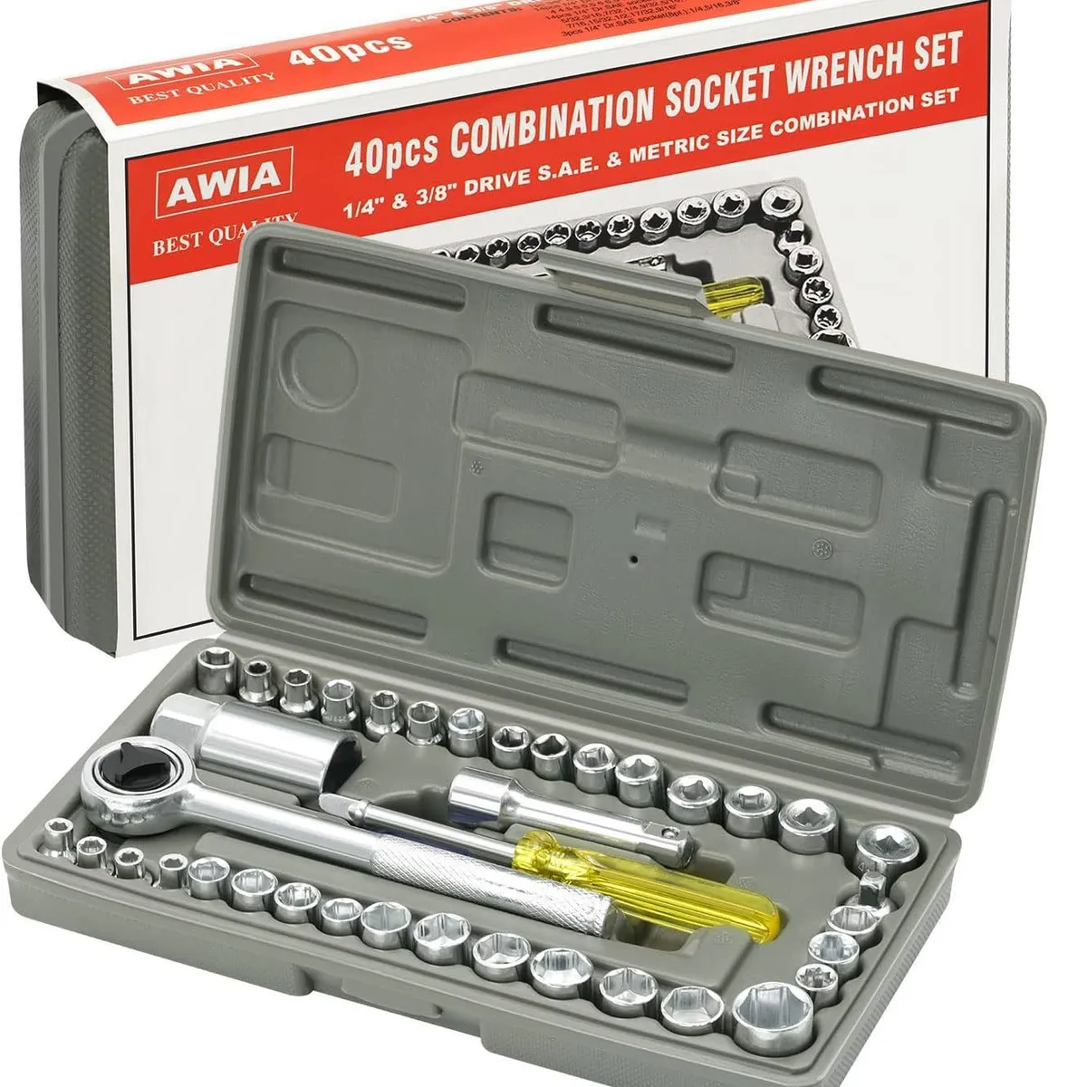 OEM - Juego Llaves Dados 40 Piezas de Tubo Caja de Herramientas Inoxidable