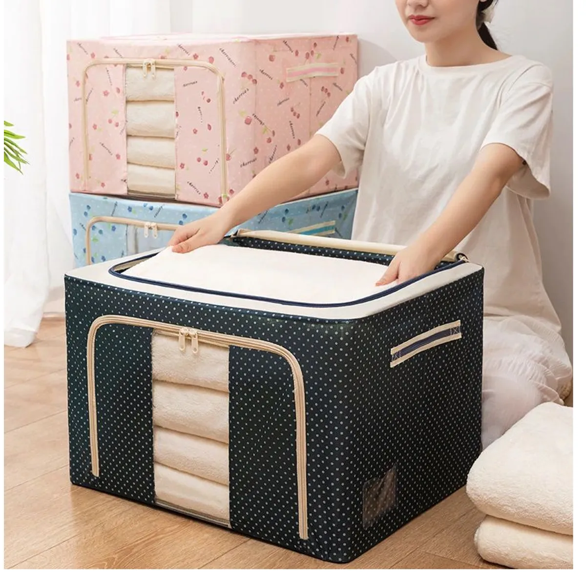 OEM - Caja de Almacenamiento Multifuncional Plegable 66 Litros AZUL