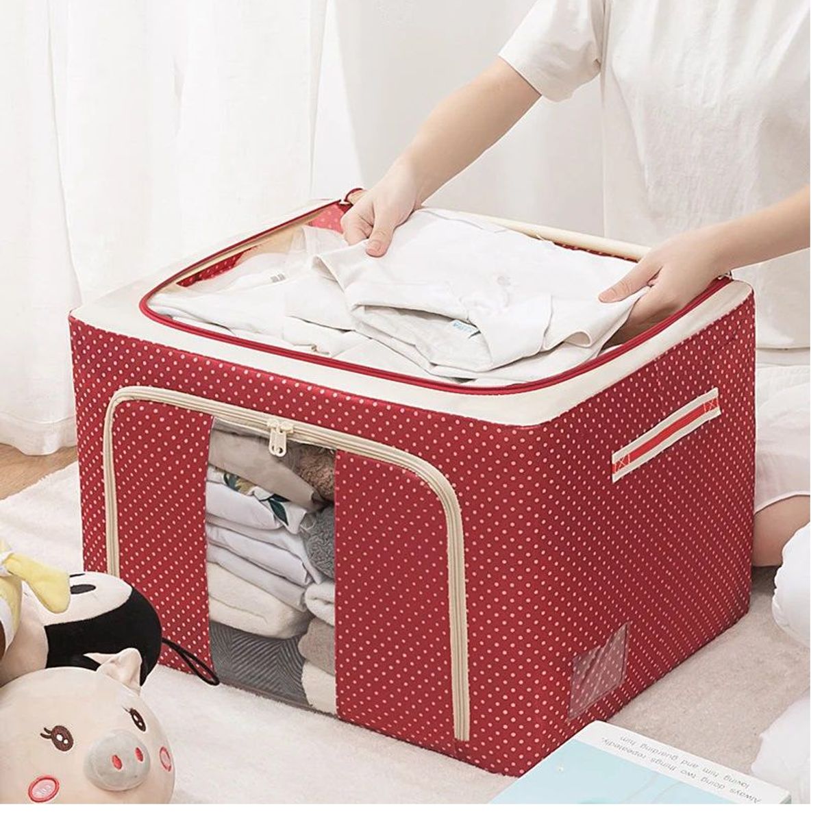 OEM - Caja de Almacenamiento Multifuncional Plegable 66 Litros ROJO