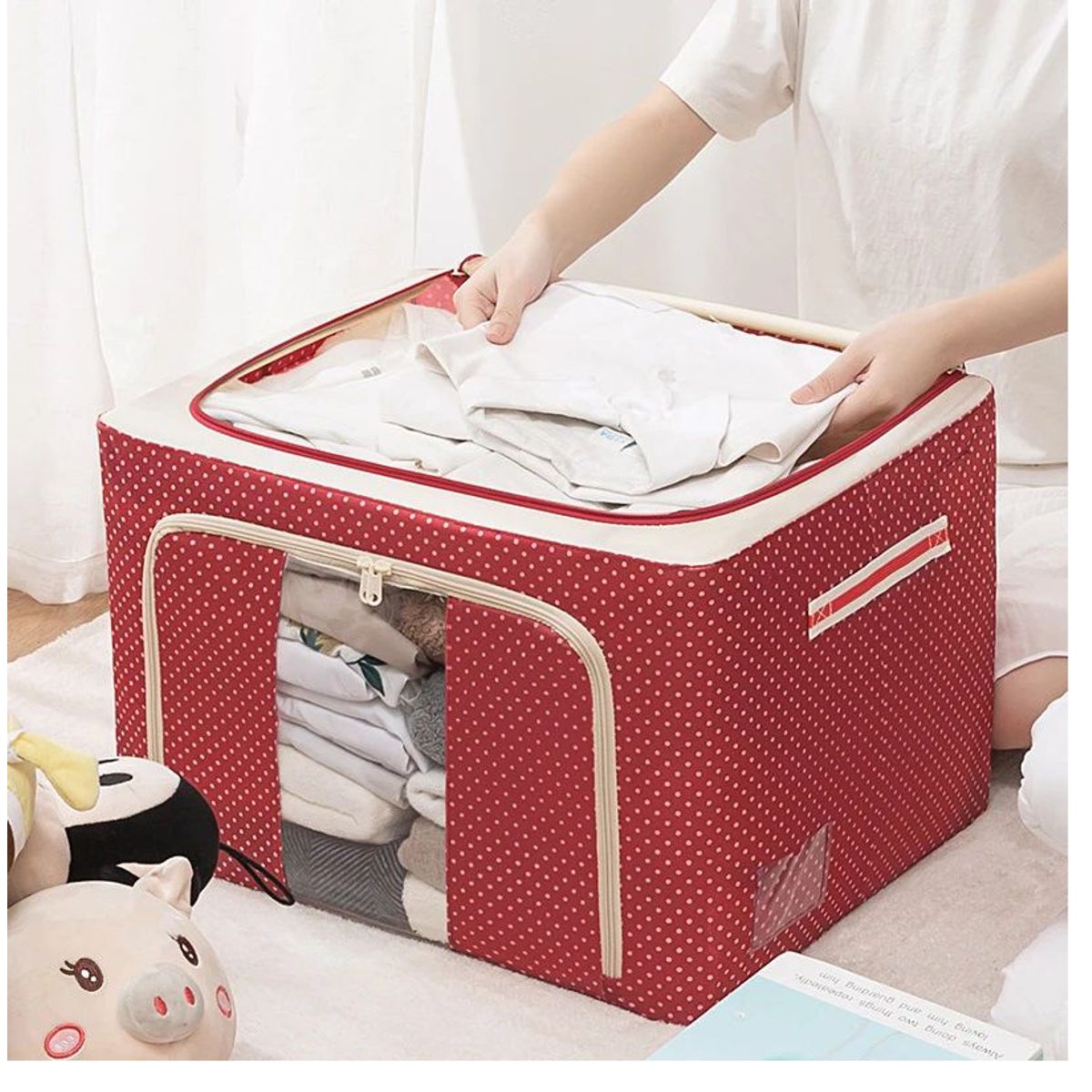 OEM - Caja de Almacenamiento Multifuncional Plegable 66 Litros ROJO