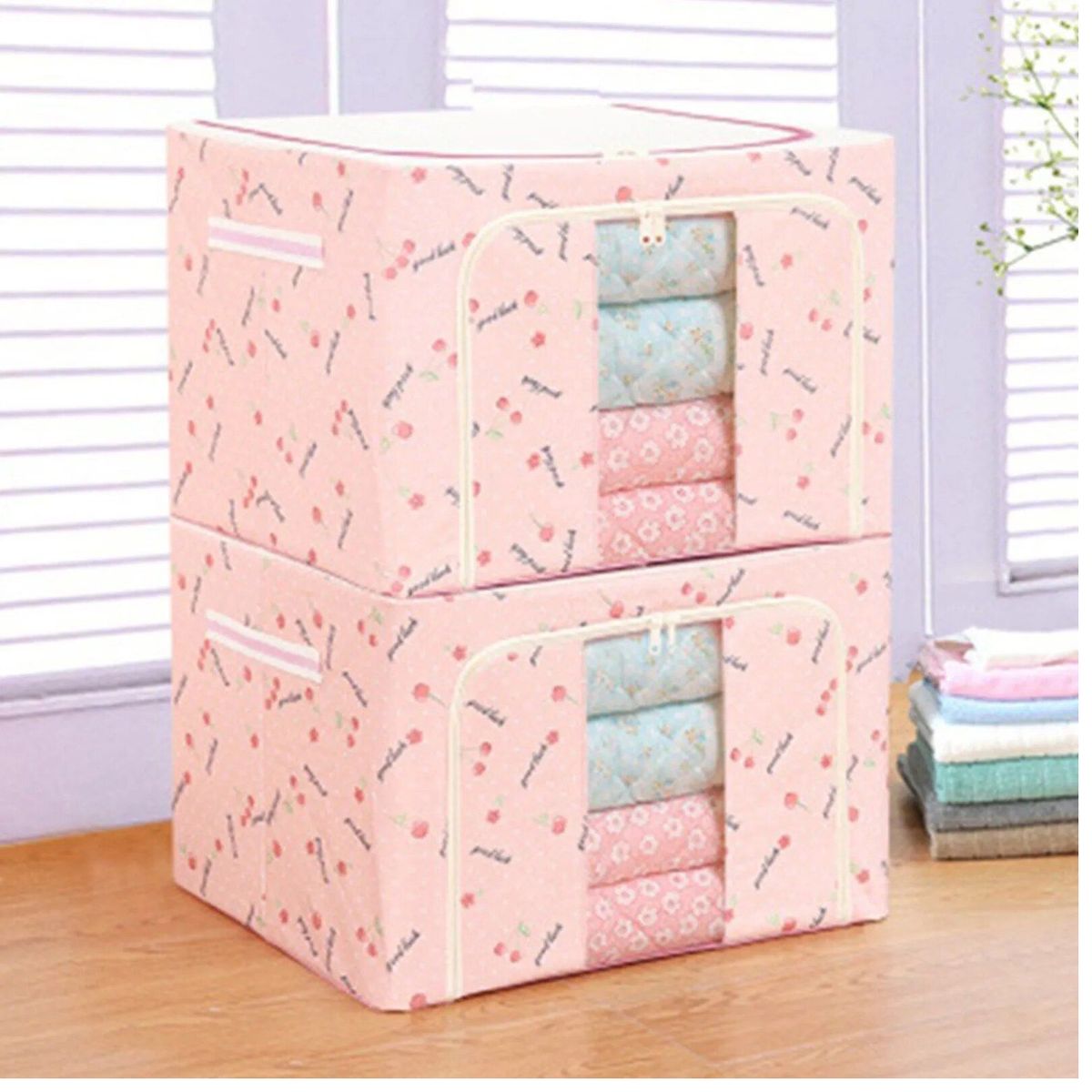 OEM - Caja de Almacenamiento Multifuncional Plegable 66 Litros Rosado