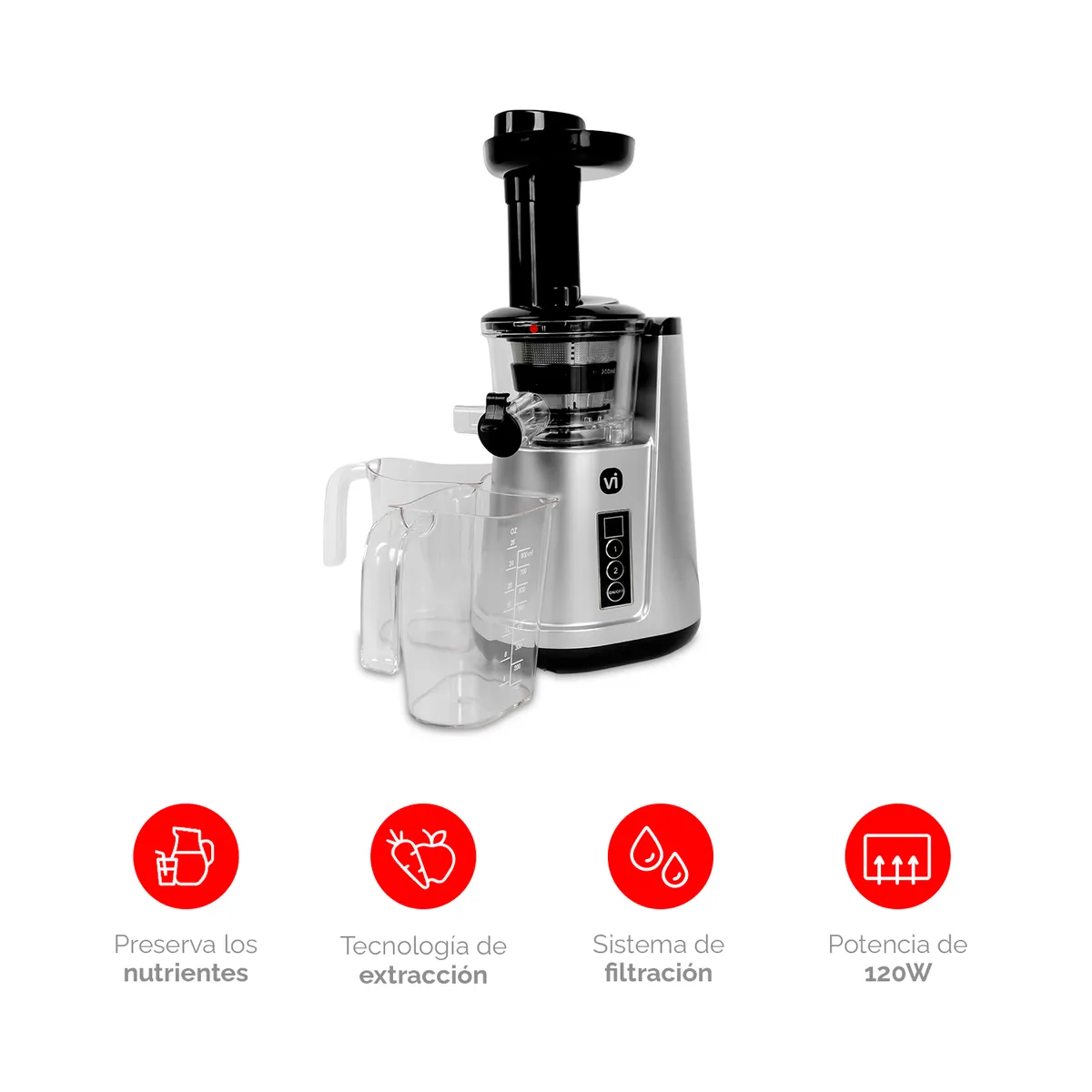 VIVIBOX - Extractor de Jugo Frutas y Verduras - Slow Juicer Separador de Pulpa
