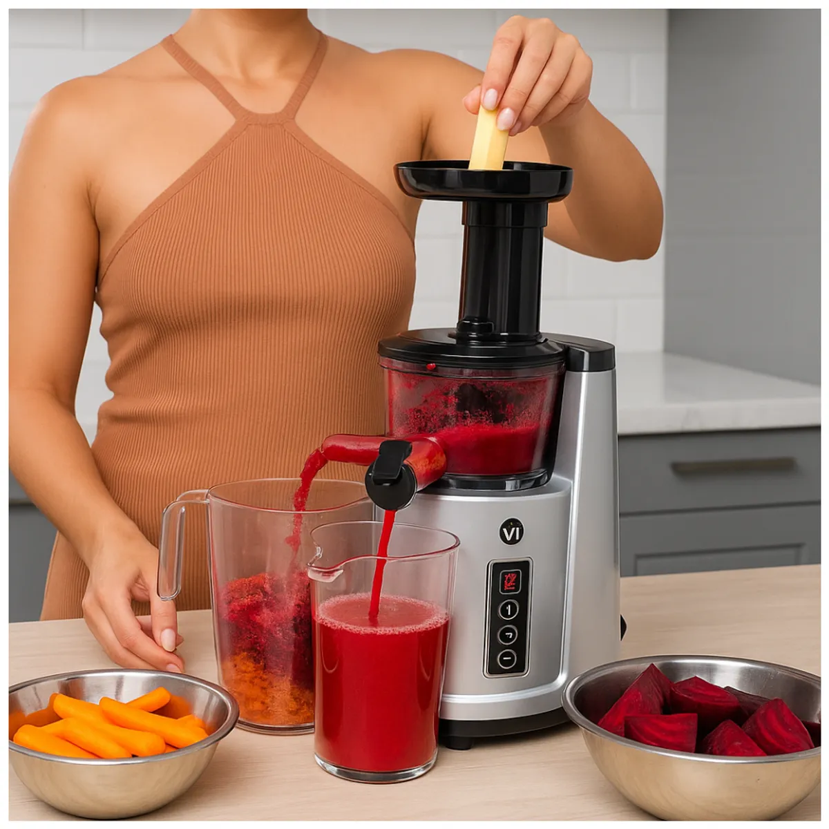 VIVIBOX - Extractor de Jugo Frutas y Verduras - Slow Juicer Separador de Pulpa