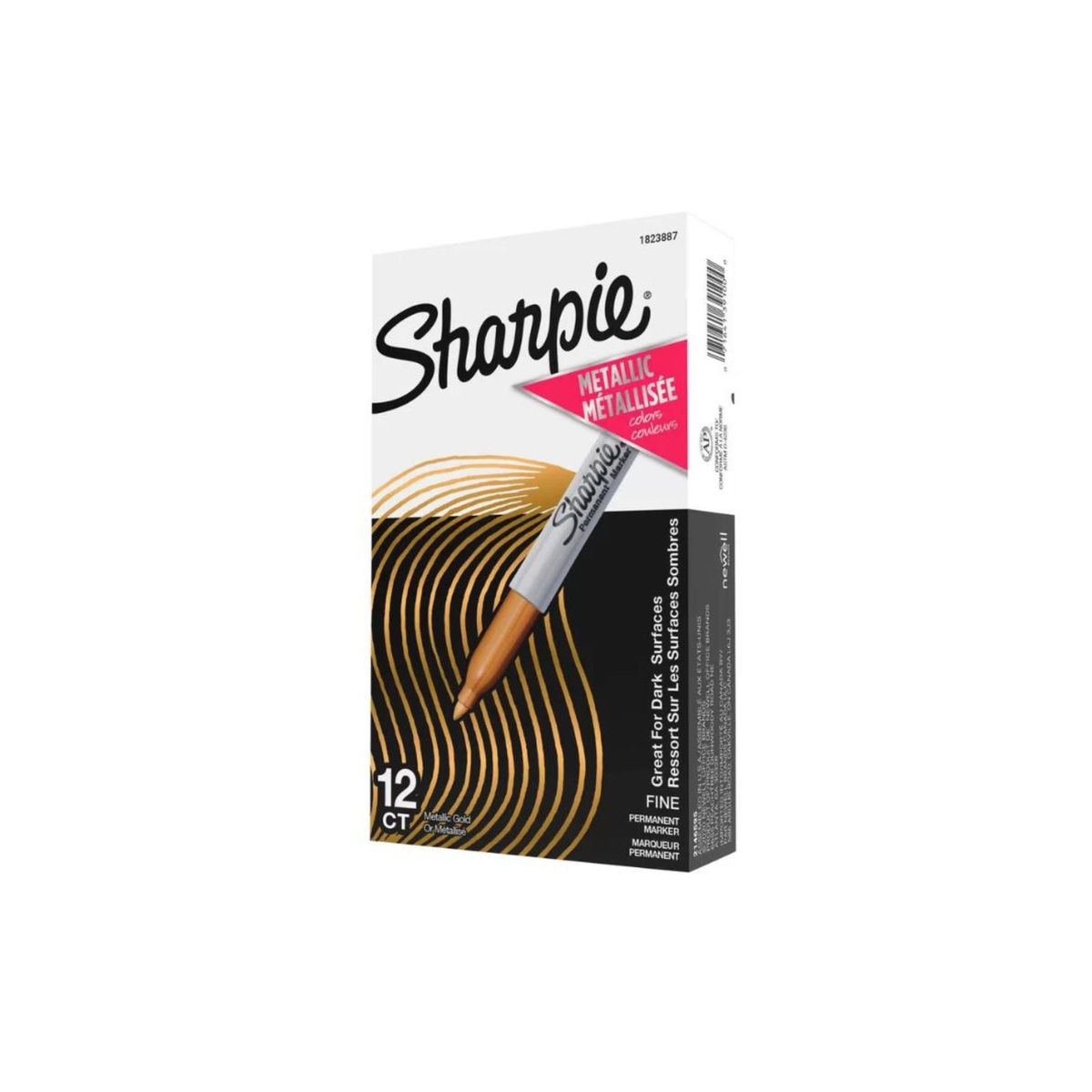 SHARPIE - Caja de 12 Marcadores Permanentes Sharpie Punta Fina Metalico Oro