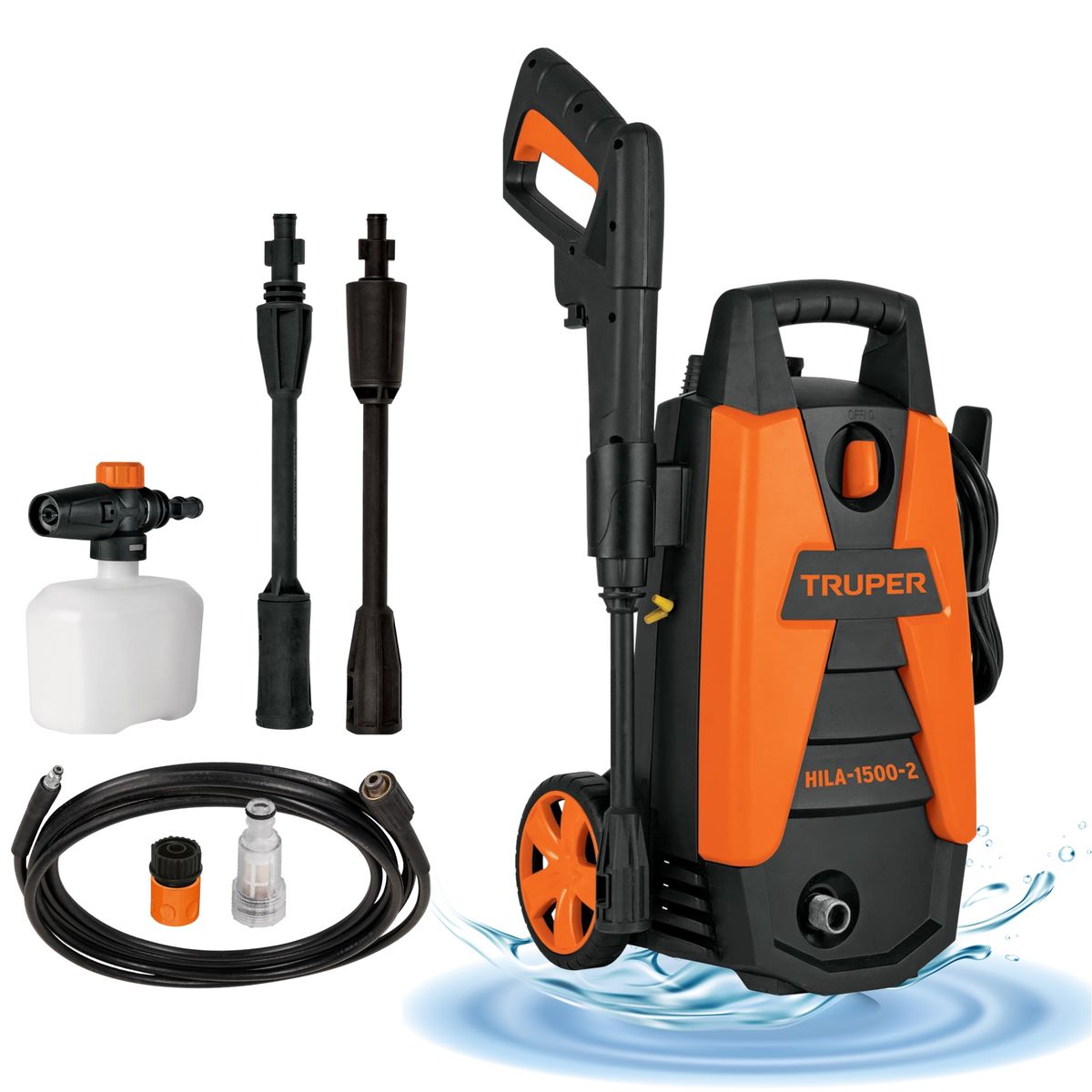 TRUPER - hidrolavadora manguera 10m pistola de riego y caja de herramientas