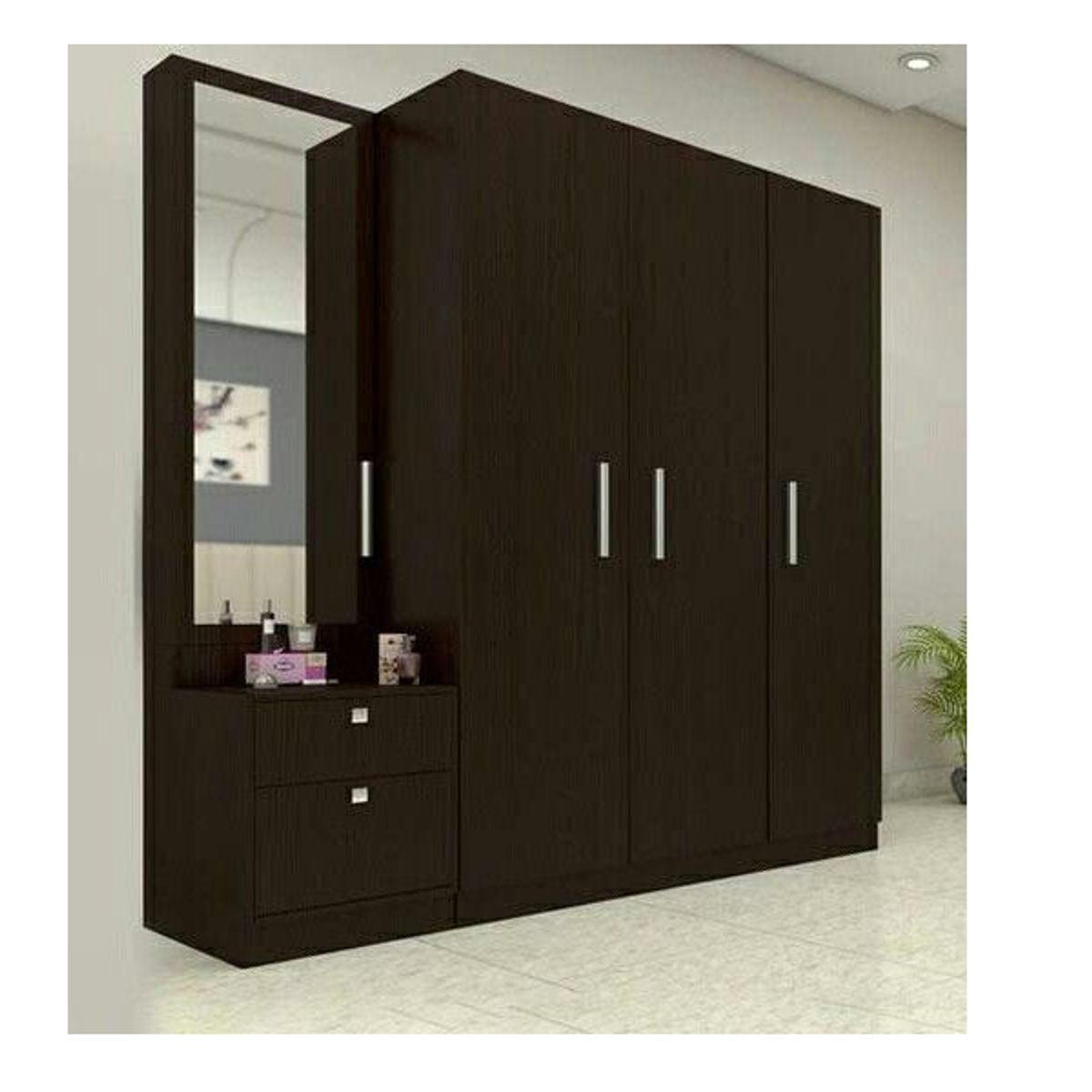 GENERICO - Ropero La Casa Del Mueblero Xiomara Wengue 4 Puertas Con Espejo