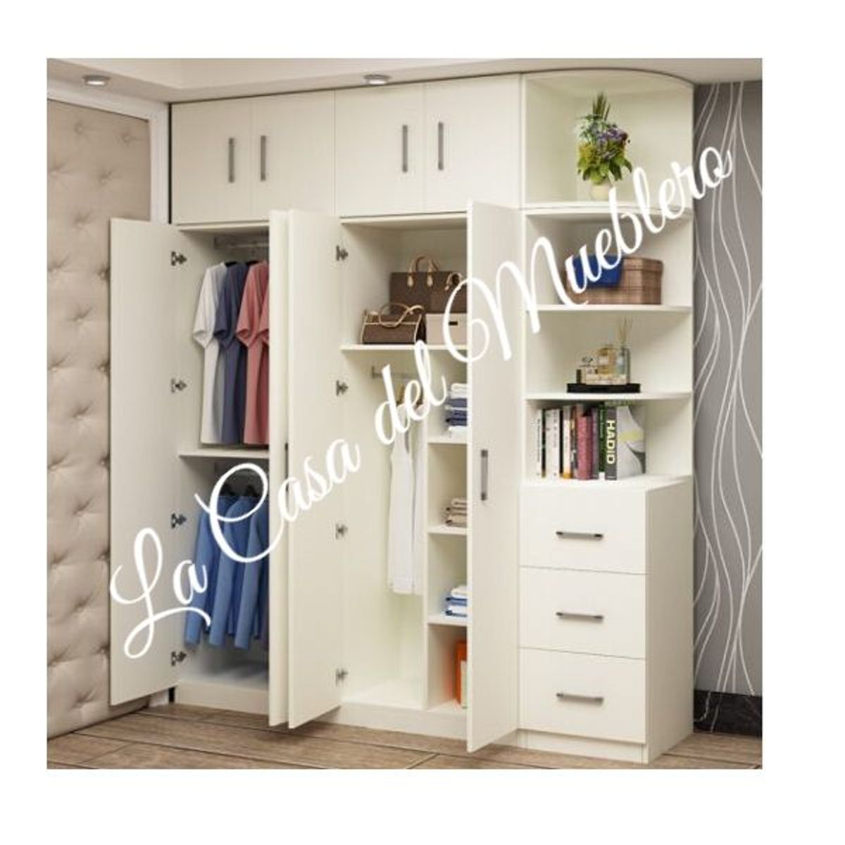 GENERICO - Ropero La Casa Del Mueblero Amatista Con Cajones Y Repisas Blanco