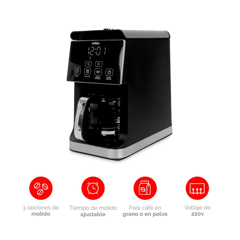 VIVIBOX - Cafetera Vivibox Procesador Café Grano Temporizador 900w