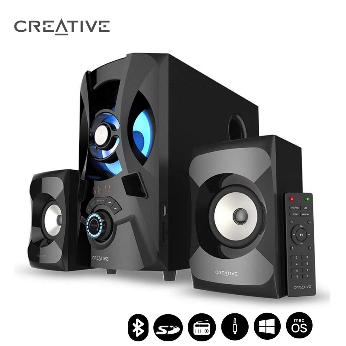 CREATIVE - Parlante Con Subwoofer Creative Sbs E2900 60w-120w RMS Bth Fm Sd Aux