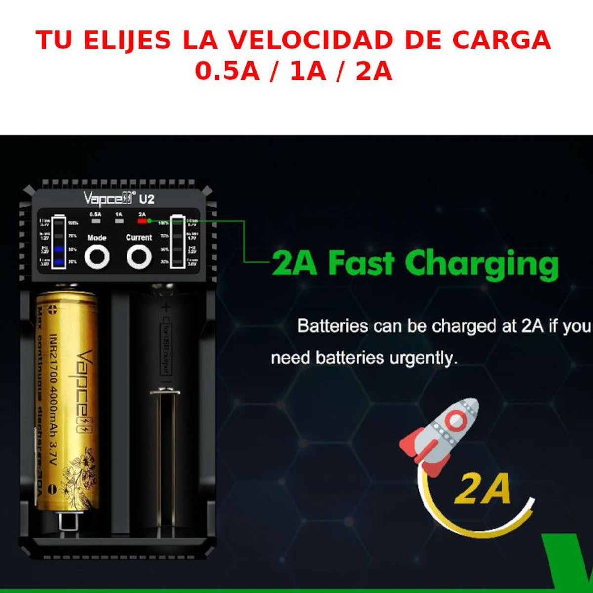 GENERICO - Cargador baterias18650 Li-ion AA AAA LIFEPO 4 FAST CHARG 2A PowerBANK