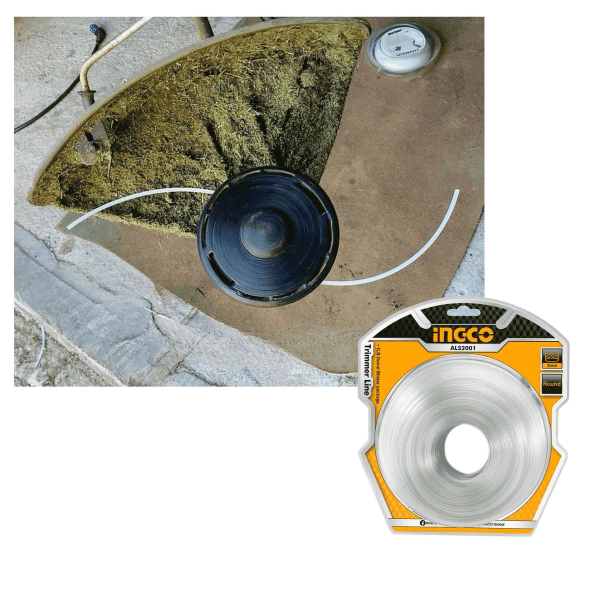 INGCO TOOLS - Hilo redondo 1 Lb para desmalezadora 2mm Ingco
