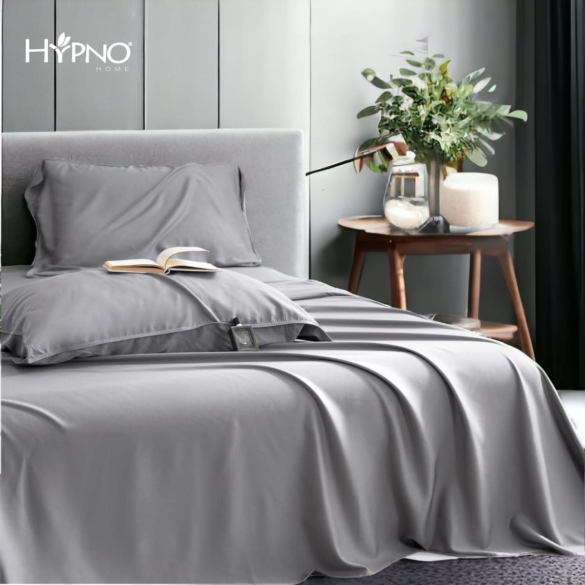 HYPNO HOME - Set De Sábanas 100% De Bambú 1.5 Plz - Gris