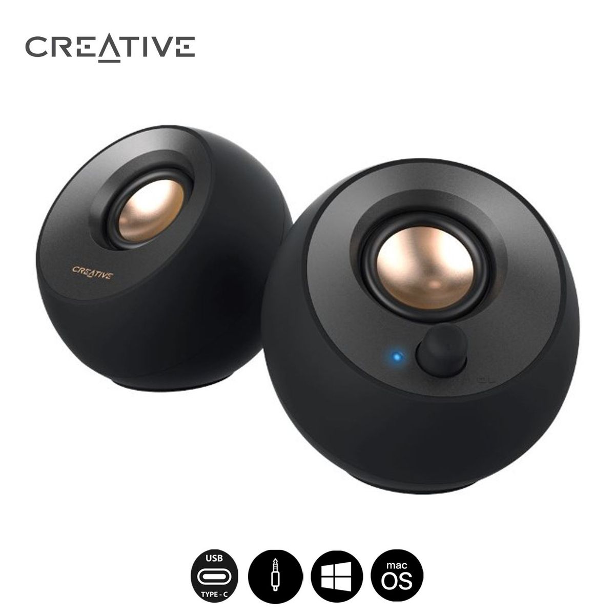 CREATIVE - Parlante de Escritorio Creative Pebble V2 8w-16w RMS 2.0 Usb-c 3.5mm