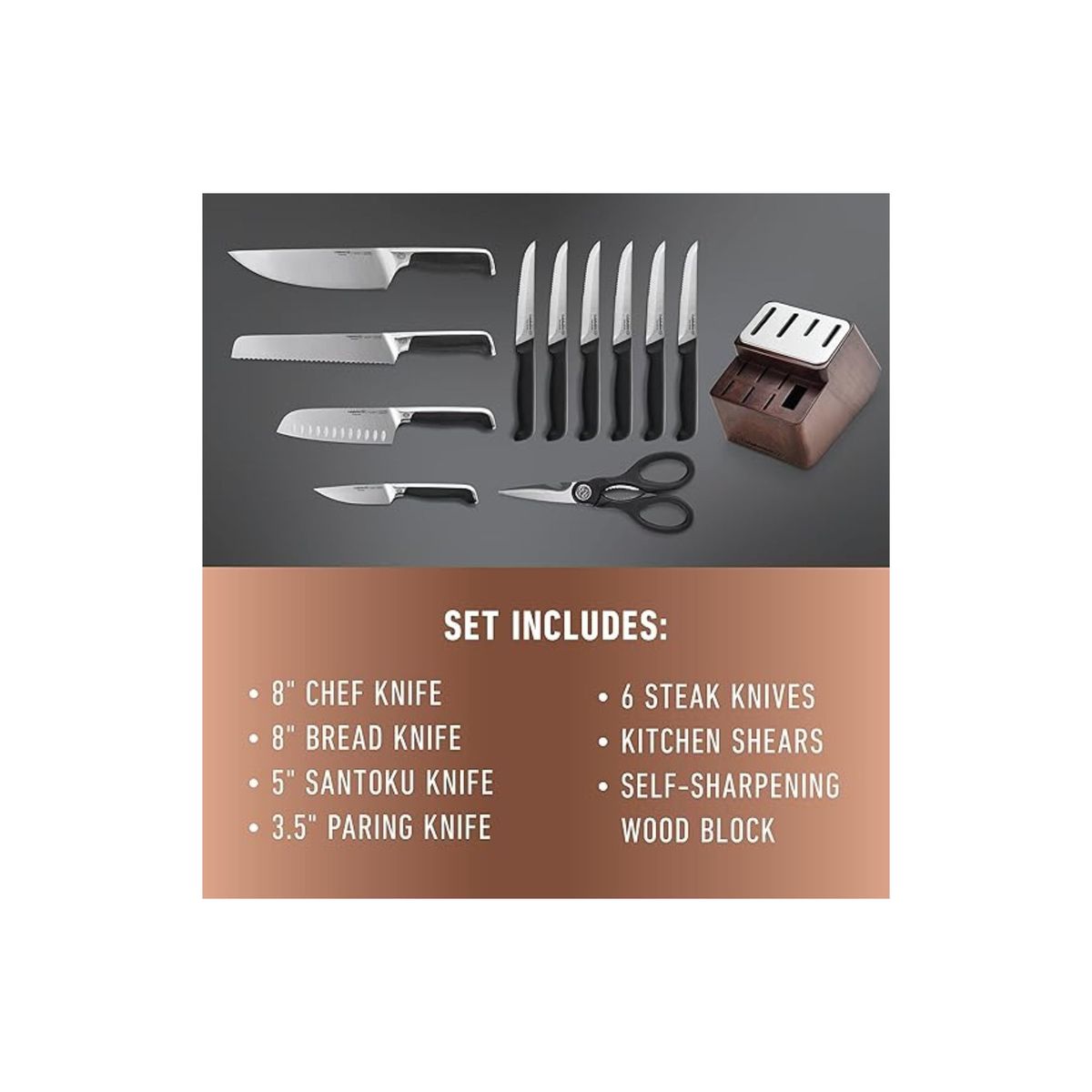 CALPHALON CONTEMPORARY - Set de cuchillos Calphalon con tecnología SharpIN 12 piezas