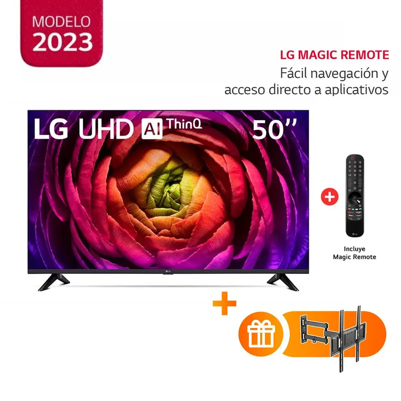 LG - Televisor LG 50 Pulg. LED Smart TV UHD 4K con ThinQ AI 50UR7300PSA l Control Magic 2023 l Rack Movil